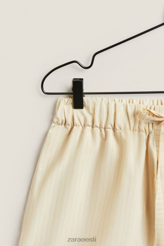 Zara õhukeste triipudega lühikesed püksid naised ekru Riietus 42F0H1805