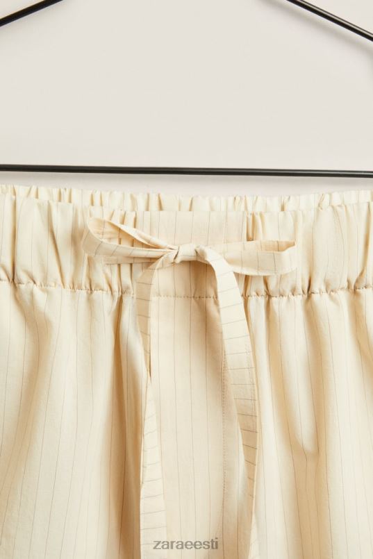 Zara õhukeste triipudega lühikesed püksid naised ekru Riietus 42F0H1805