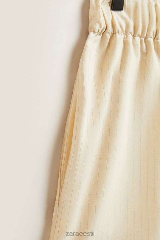 Zara õhukeste triipudega lühikesed püksid naised ekru Riietus 42F0H1805