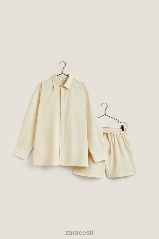 Zara õhukeste triipudega lühikesed püksid naised ekru Riietus 42F0H1805