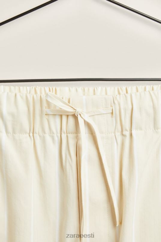 Zara õhukeste triipudega püksid naised helekollane Riietus 42F0H1801