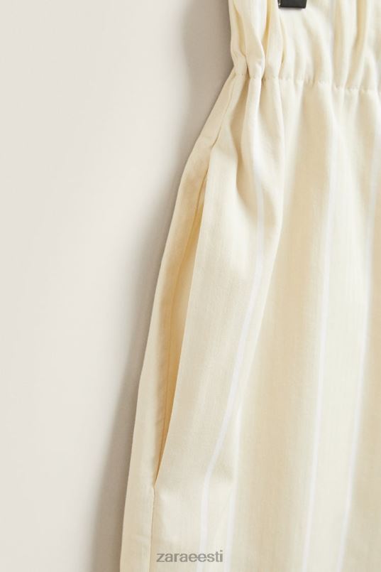 Zara õhukeste triipudega püksid naised helekollane Riietus 42F0H1801