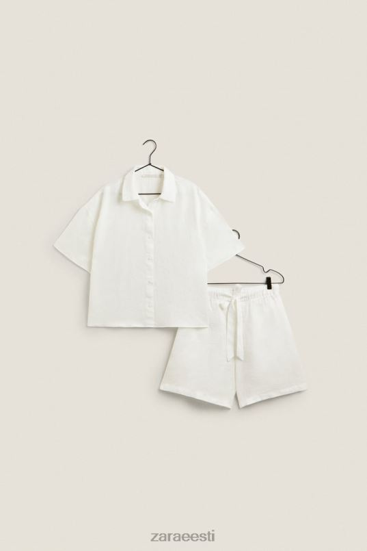 Zara linased lühikesed püksid naised ekru Riietus 42F0H1815