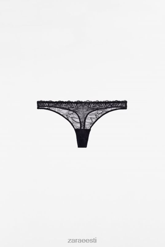 Zara pitsist stringid naised must Riietus 42F0H827