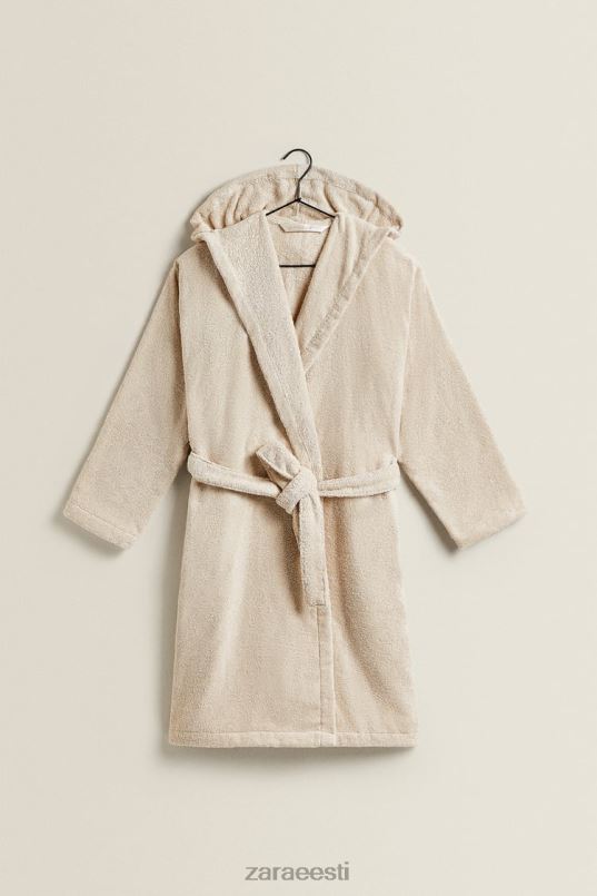 Zara puuvillane kapuutsiga hommikumantel naised liiv Riietus 42F0H1743
