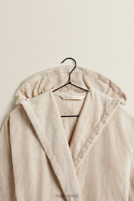 Zara puuvillane kapuutsiga hommikumantel naised liiv Riietus 42F0H1743