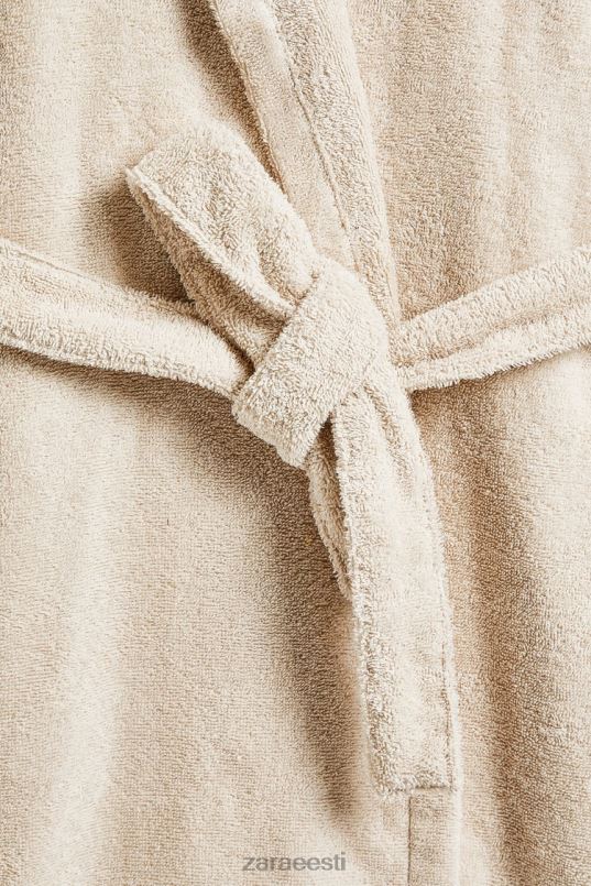 Zara puuvillane kapuutsiga hommikumantel naised liiv Riietus 42F0H1743