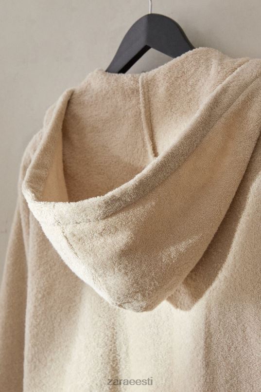 Zara puuvillane kapuutsiga hommikumantel naised liiv Riietus 42F0H1743