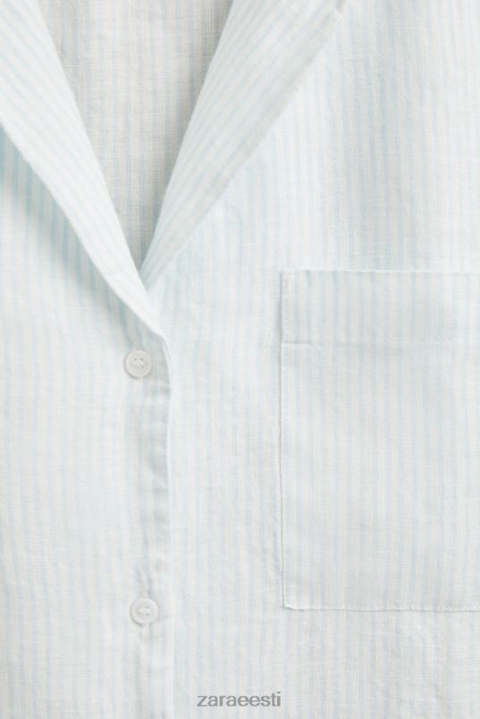 Zara triibuline linane särk naised helesinine Riietus 42F0H1806