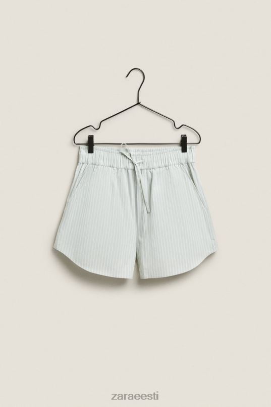 Zara triibulised lühikesed püksid naised heleroheline Riietus 42F0H1809