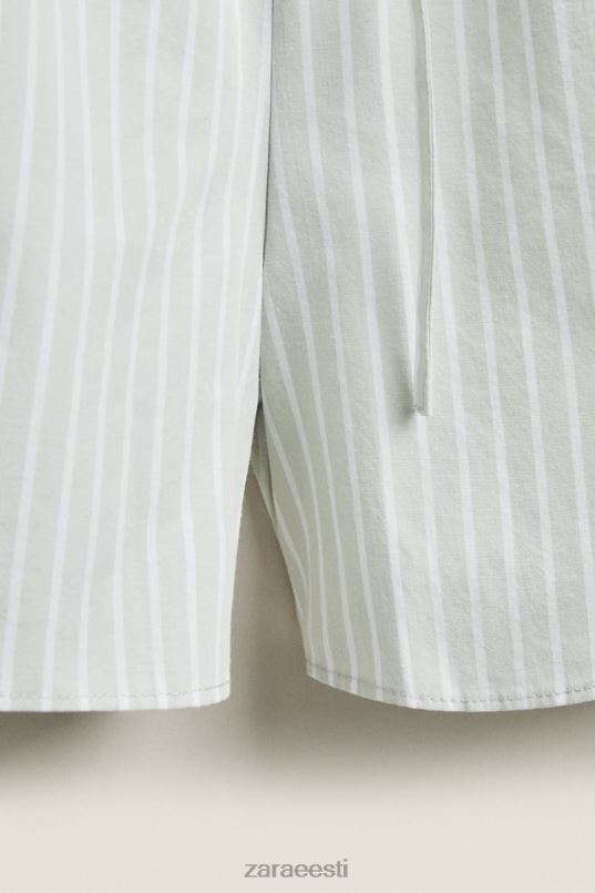 Zara triibulised lühikesed püksid naised heleroheline Riietus 42F0H1809