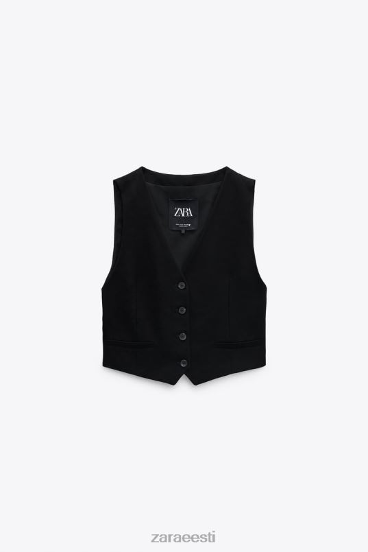 Zara kärbitud linasegu vest naised must Riietus 42F0H902