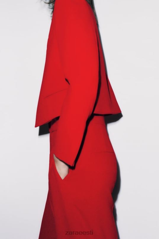 Zara kõrge vöökohaga sirge lõikega püksid naised erepunane Riietus 42F0H888