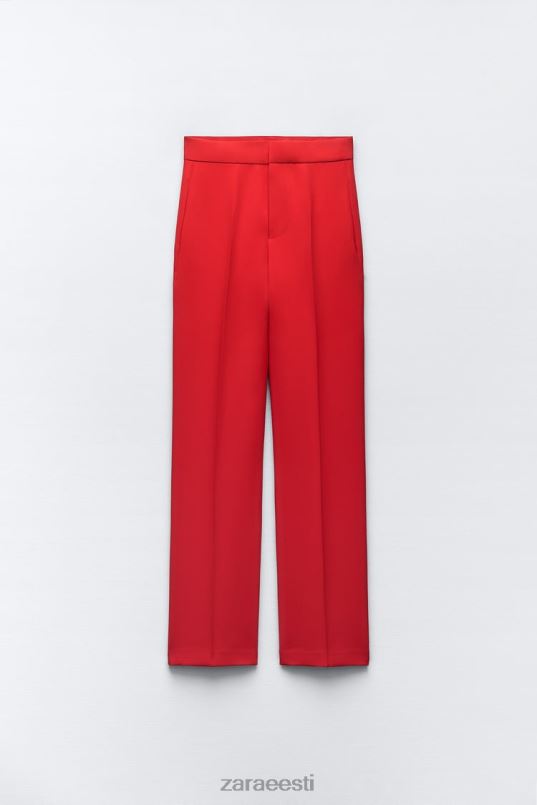 Zara kõrge vöökohaga sirge lõikega püksid naised erepunane Riietus 42F0H888