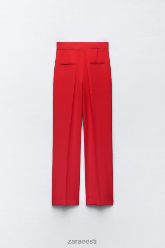 Zara kõrge vöökohaga sirge lõikega püksid naised erepunane Riietus 42F0H888