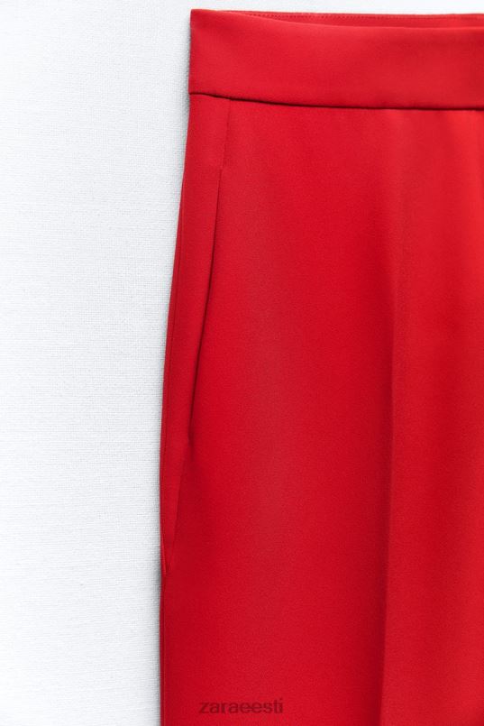 Zara kõrge vöökohaga sirge lõikega püksid naised erepunane Riietus 42F0H888