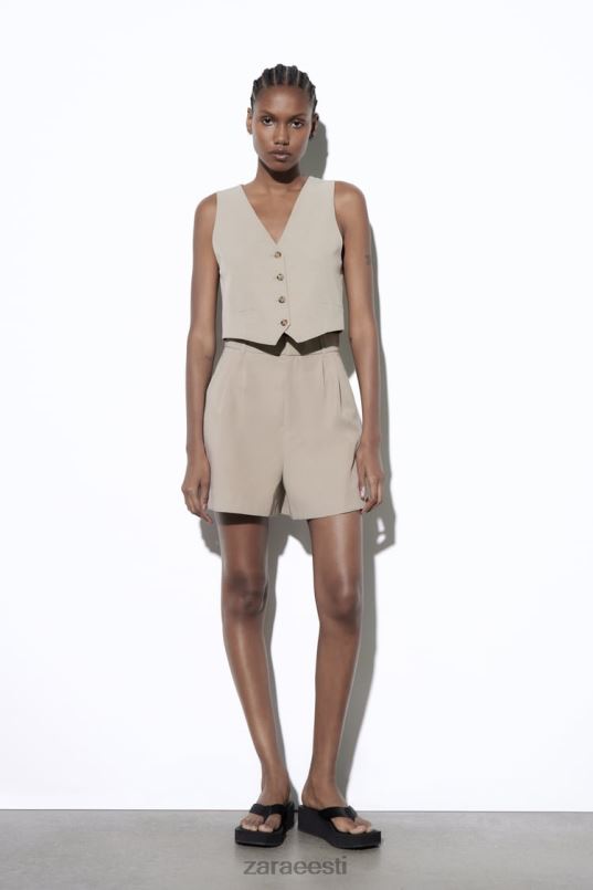 Zara linasegu vest naised taupe hall Riietus 42F0H899
