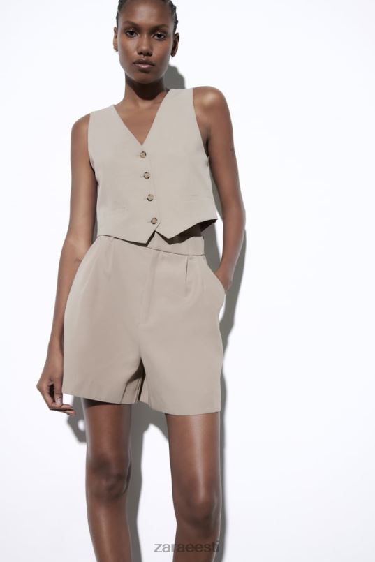 Zara linasegu vest naised taupe hall Riietus 42F0H899