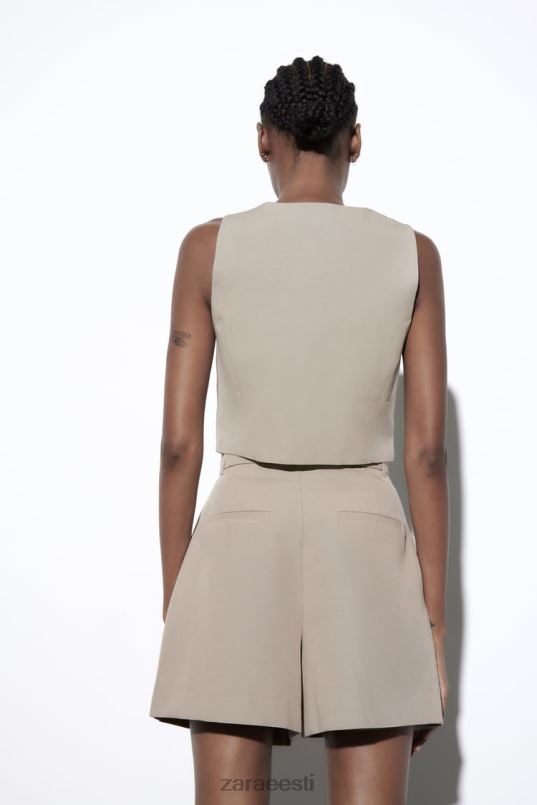 Zara linasegu vest naised taupe hall Riietus 42F0H899