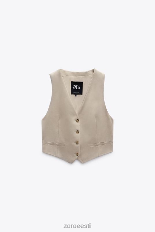 Zara linasegu vest naised taupe hall Riietus 42F0H899