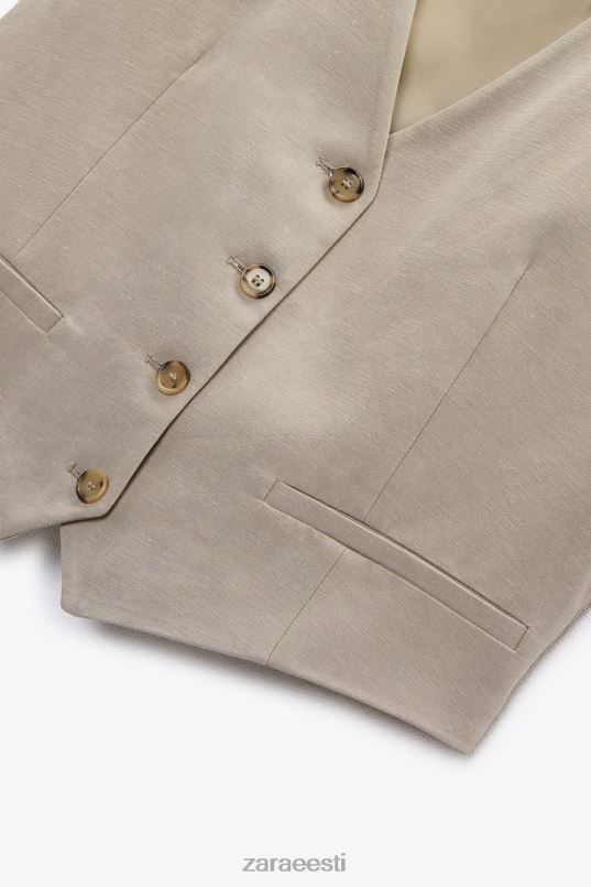 Zara linasegu vest naised taupe hall Riietus 42F0H899
