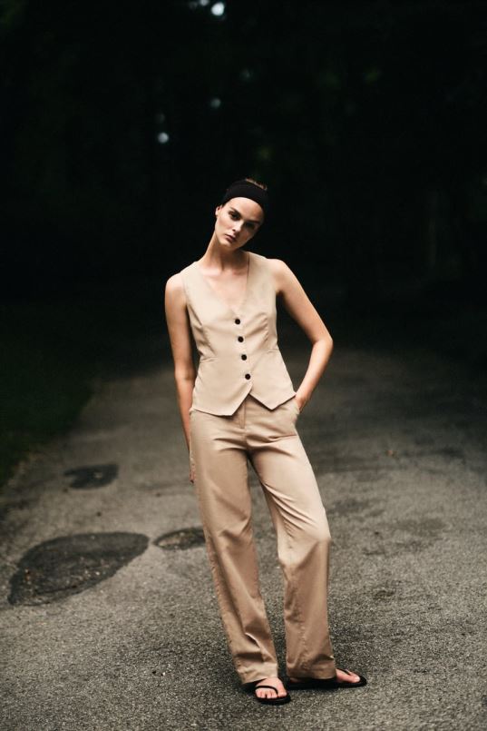 Zara linasest segust sirged püksid naised liiv Riietus 42F0H887