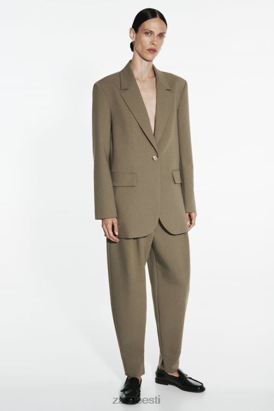 Zara ülisuur sirge lõikega bleiser naised khaki Riietus 42F0H904