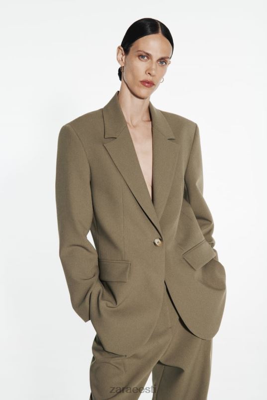 Zara ülisuur sirge lõikega bleiser naised khaki Riietus 42F0H904