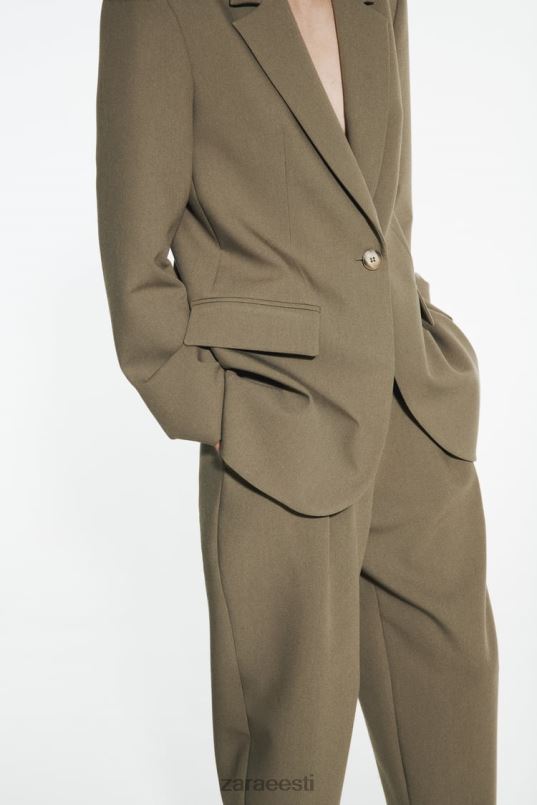 Zara ülisuur sirge lõikega bleiser naised khaki Riietus 42F0H904