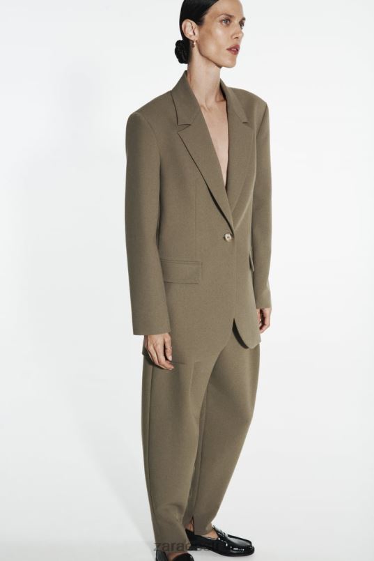 Zara ülisuur sirge lõikega bleiser naised khaki Riietus 42F0H904