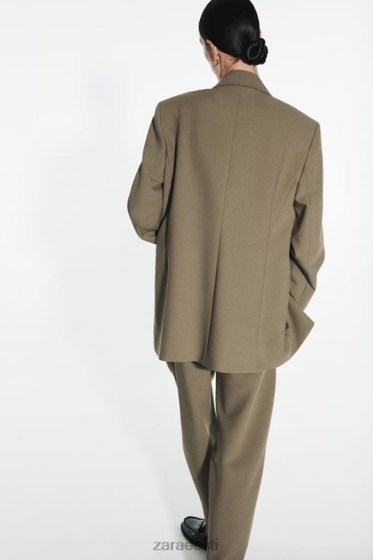 Zara ülisuur sirge lõikega bleiser naised khaki Riietus 42F0H904