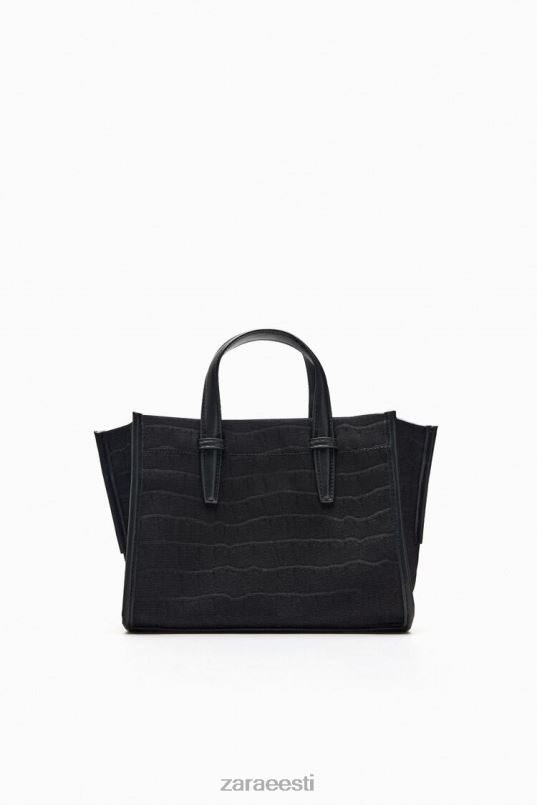 Zara mock croc mini kandekott naised must tarvikud 42F0H750