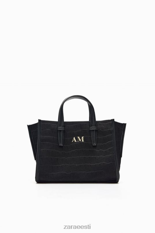 Zara mock croc mini kandekott naised must tarvikud 42F0H750