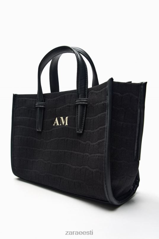 Zara mock croc mini kandekott naised must tarvikud 42F0H750