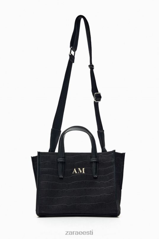 Zara mock croc mini kandekott naised must tarvikud 42F0H750