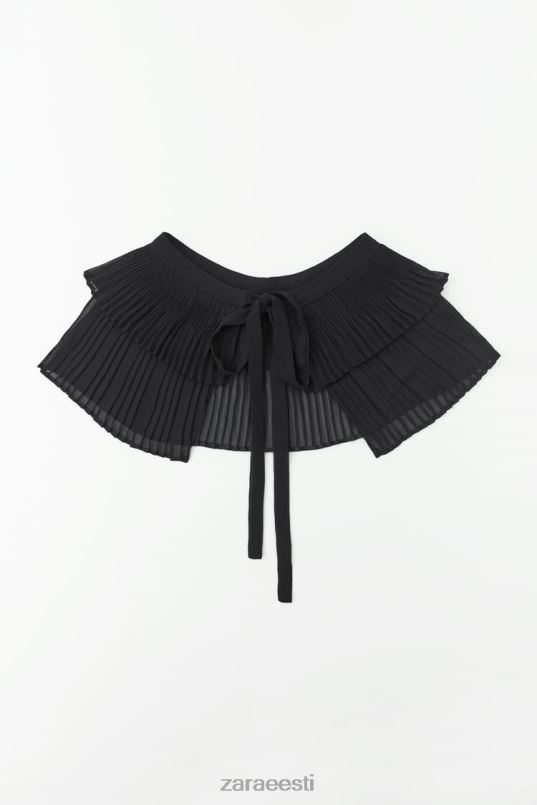 Zara plisseeritud topeltkrae naised must tarvikud 42F0H758