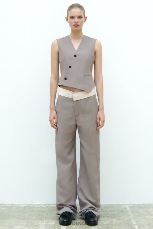 Zara asümmeetriline kahe rinnaga vest piiratud väljaanne naised hall Riietus 42F0H185