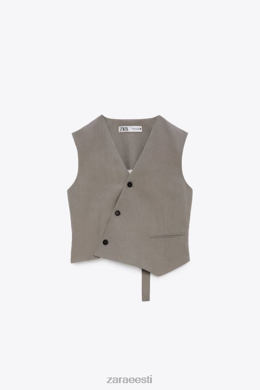 Zara asümmeetriline kahe rinnaga vest piiratud väljaanne naised hall Riietus 42F0H185