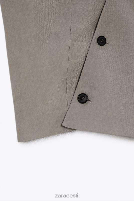 Zara asümmeetriline kahe rinnaga vest piiratud väljaanne naised hall Riietus 42F0H185