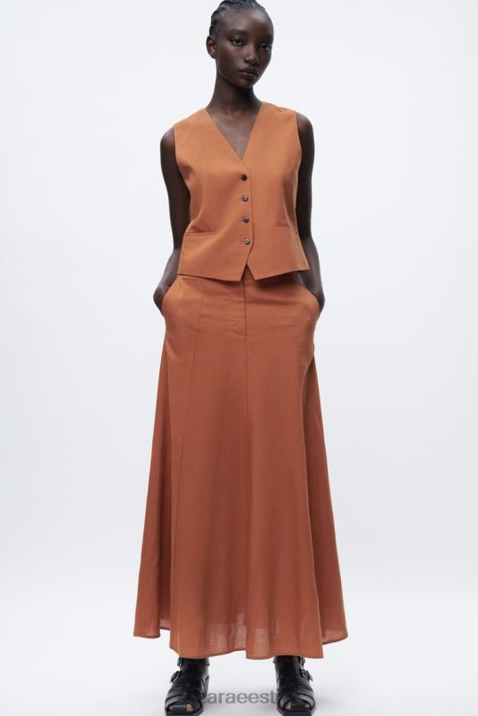 Zara kärbitud linasegu vest naised oranž Riietus 42F0H179