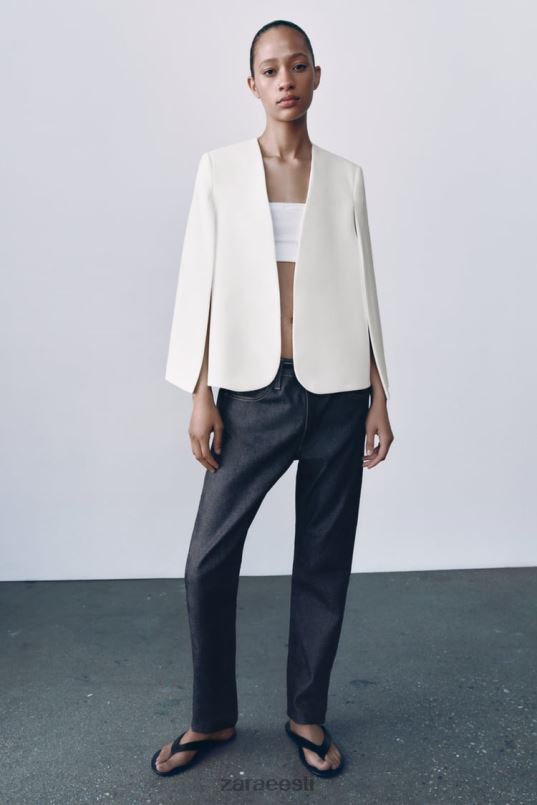 Zara keebi bleiser naised ekru Riietus 42F0H165