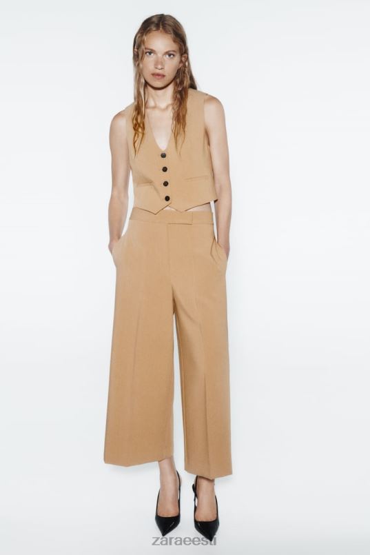 Zara kohandatud lühike vest naised taupe pruun Riietus 42F0H154