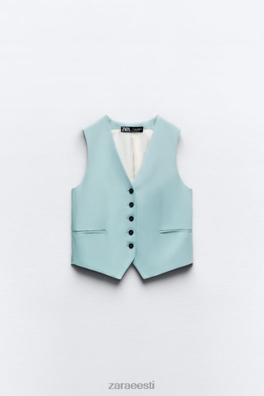 Zara kohandatud vest naised sinine/teras Riietus 42F0H178