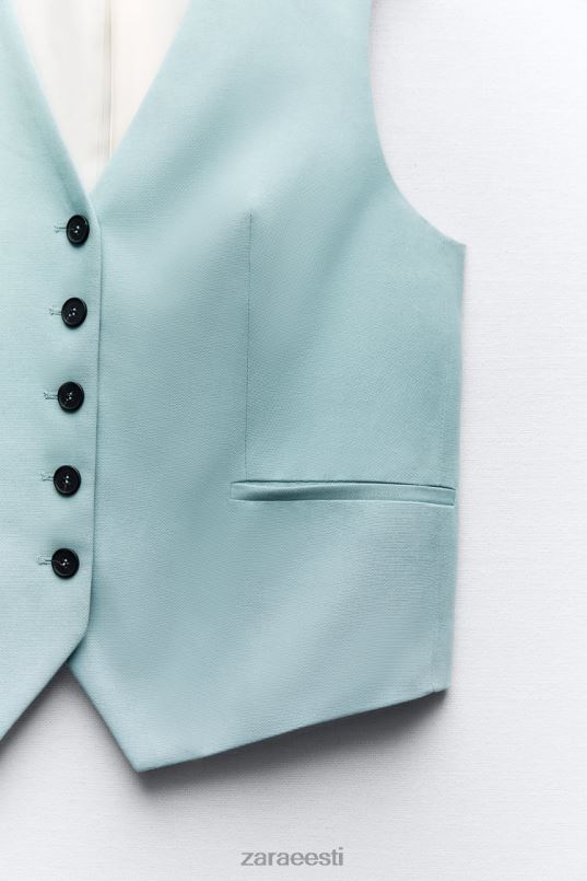 Zara kohandatud vest naised sinine/teras Riietus 42F0H178