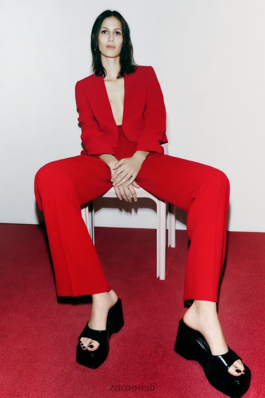 Zara kraeta kärbitud bleiser naised erepunane Riietus 42F0H182