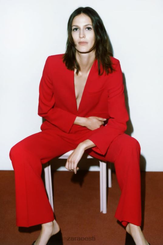 Zara kraeta kärbitud bleiser naised erepunane Riietus 42F0H182