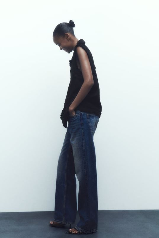 Zara kulunud ääristega tekstureeritud vest naised must Riietus 42F0H147