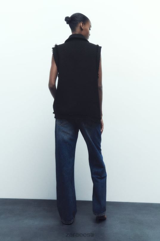 Zara kulunud ääristega tekstureeritud vest naised must Riietus 42F0H147