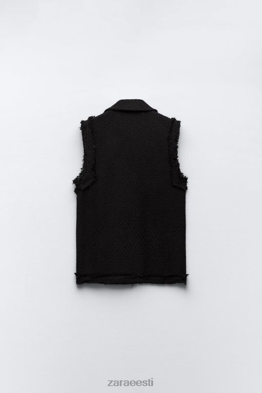 Zara kulunud ääristega tekstureeritud vest naised must Riietus 42F0H147