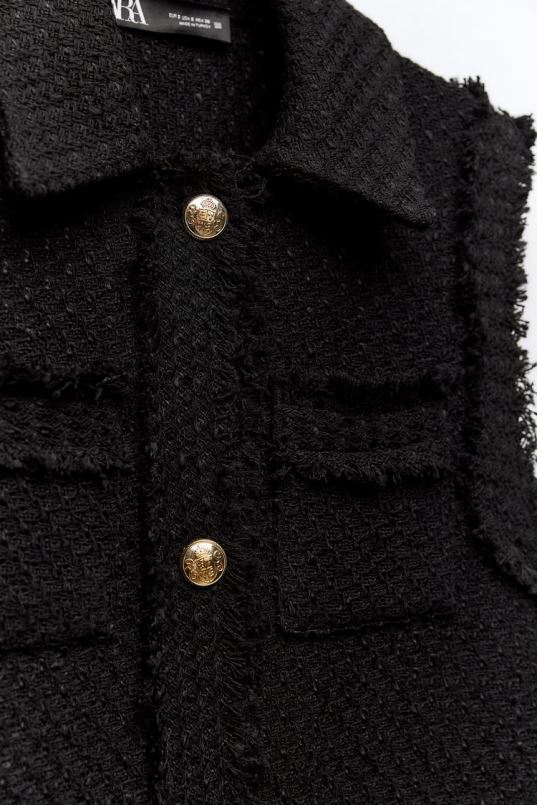 Zara kulunud ääristega tekstureeritud vest naised must Riietus 42F0H147